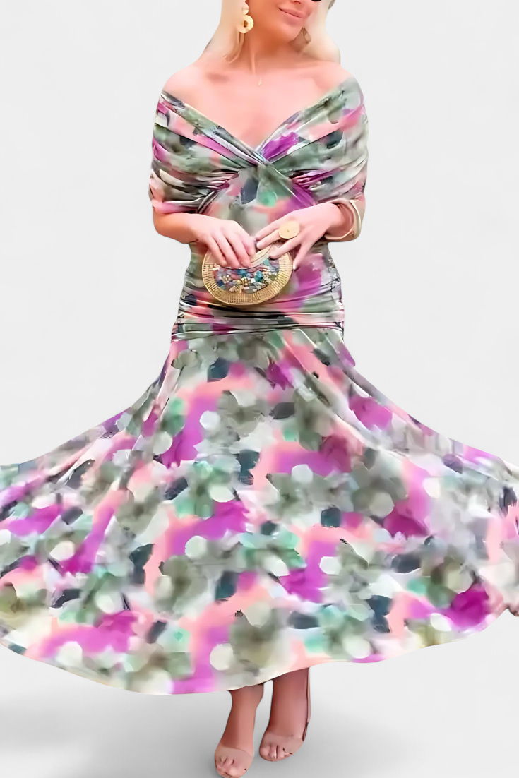 Magda™ | Dlouhé květinové šaty s výstřihem do V