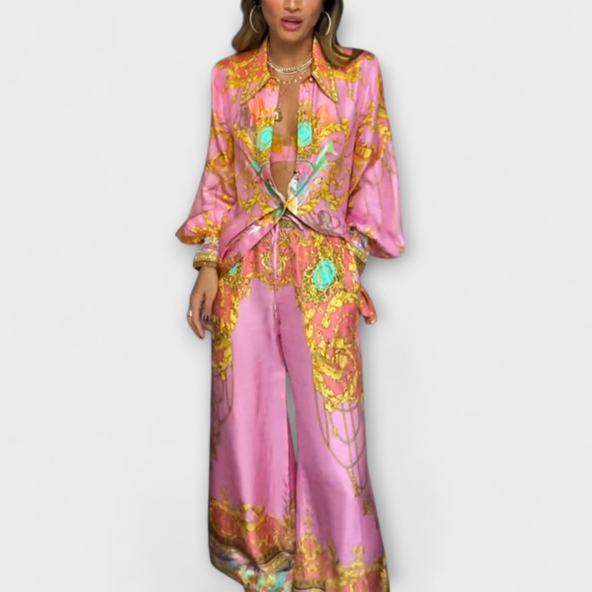 Sage - Relaxované tričko s potiskem mořské panny a elastické kalhoty